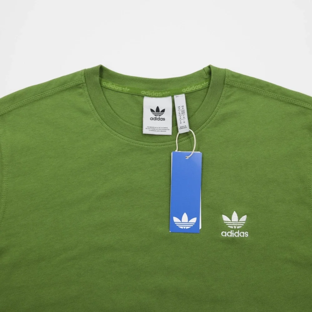 Adidas Originals Men's Crew Neck Short‎ Sleeve Trefoil Logo Tee Green Size M - Picture 10 of 11